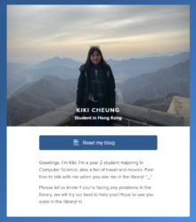 Student Assistant - Cheung Wing Ki
<br>
<a href="https://about.me/wingki" target="_blank" rel="noopener noreferrer">About me</a> Student Assistant - Cheung Wing Ki